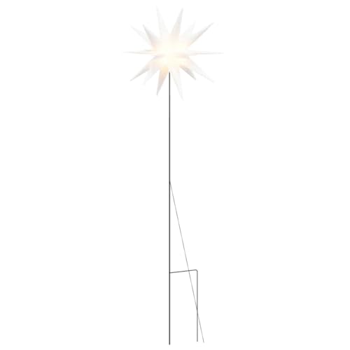 vidaXL Weihnachtsstern, Faltbar Beleuchtet Adventsstern mit Erdspieß LED, Wasserdicht Weihnachtsbeleuchtung mit Timer, Leuchtstern Weihnachtsdeko für Innen Außen, Weiß 57 cm