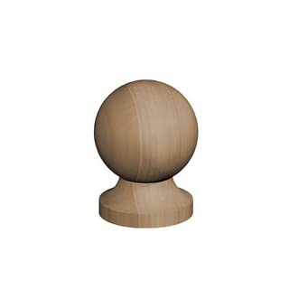 Wooden Post Finial - Treated Pine - Brown - Flat, Acorn or Ball 50mm 75mm 100mm Post Cap (100mm Ball)