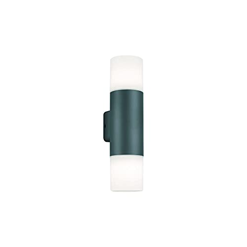 Trio Leuchten Außen Wandleuchte Hoosic 224060242, Aluminium Druckguss anthrazit, Kunststoff weiß, exkl. 2x E27 Trio Leuchten Außen Wandleuchte Hoosic 224060242, Aluminium Druckguss anthrazit, Kunststoff weiß, exkl. 2x E27