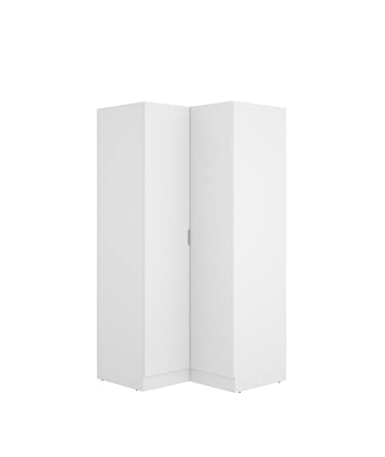 Befara Armario Rinconero Nori Blanco 91x93x184 cm – Puertas Abatibles, Estantes Regulables y Barra Colgante - Blanco