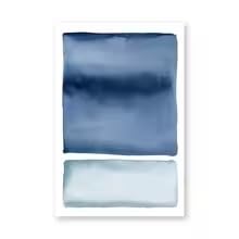 DIHANSM Abstraktes Aquarellgemälde in Blau, Indigo-Wandbilder, Küsten-Leinwandkunst (30 x 40 cm x 2 Stück/Galerie-Rahmen)