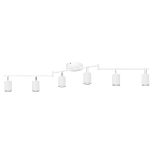 Track Lighting Kit LED, Track Lighting Fixtures Ceiling, 44.3" White 6 Light Ceiling Light for Kitchen, Flexible Spotlight with Rotatable Head, Industrial Wall Light for Hallway(GU10 Socket, NO Bulb)