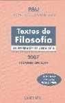 Portada de Andalucia Textos Filosofia: Prueba de Acceso a la Universidad