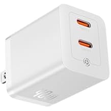 Baseus USB C Charger 40W, Dual USB C Wall Charger, 2-Port Fast Charger Block Compact for MacBook Pro/iPhone 14/13/12/11 Pro Max/XS/XR, Samsung Galaxy, Pixel 4/3, iPad, AirPods, iWatch, White