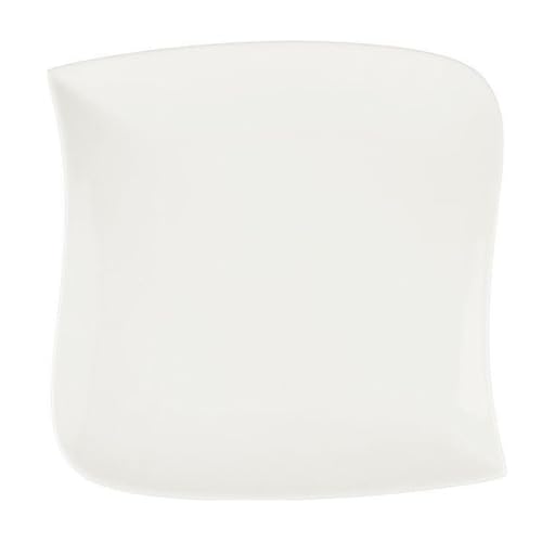 Secret de Gourmet - Lot de 6 Assiettes à Dessert Carrées Vague 22cm Blanc