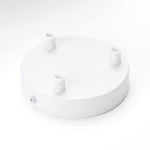 Baldachin mit 3 Kabelauslässen Abdeckung (Ø 120 mm), Deckenbaldachin für Hängeleuchte, Metall, weiß