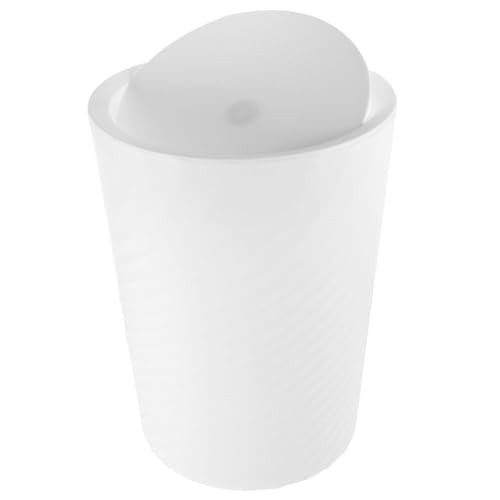 Poubelle de salle de bain ronde en plastique Amosfun 12L blanche