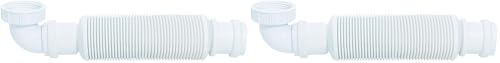 Wirquin, blanc 30723209 Polypropylène Siphon lavabo Senzo gain de place D32, 25.24 x 5.4 cm (Lot de 2)