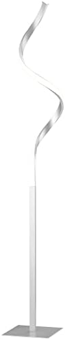 HOMCOM Dimmable Floor Lamp for Living Room, Modern Spiral Standing Lamp with 3 Adjustable Brightness and Square Base, Silver