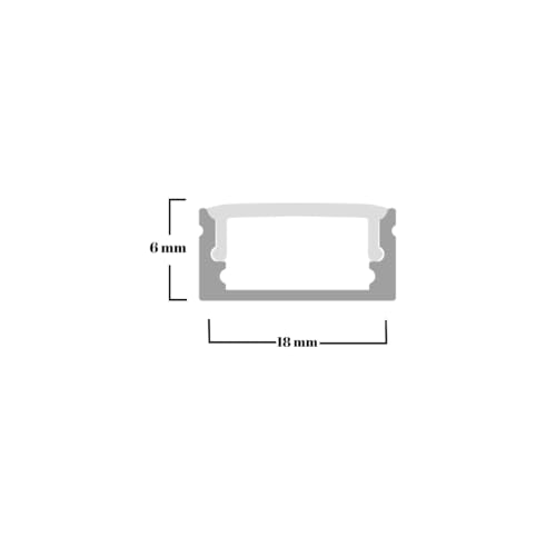 Image of 18x6mm LED Strip Lights 1Meter Aluminium Rectangular Conciled Profile Light Channels with Diffused Cover, End Caps and Mounting Clips Without LED Straight Linear (Pack of 1)