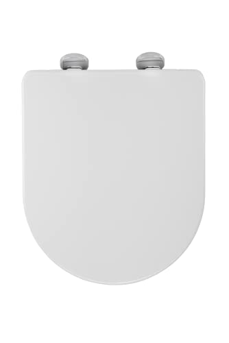 Croydex Eyre D Shaped Soft Close Toilet Seat - with Anti Bacterial Thermoset Plastic, Flexi-Fix V Plate Hinges, Rust Free, Quick Release, Top and Bottom Fix Hinge Fittings - D Shaped Toilet Seat