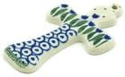 Polmedia Polish Pottery Cross - Water Tulip Pattern Handmade in Boleslawiec Poland by Ceramika Artystyczna + Certificate of Authenticity