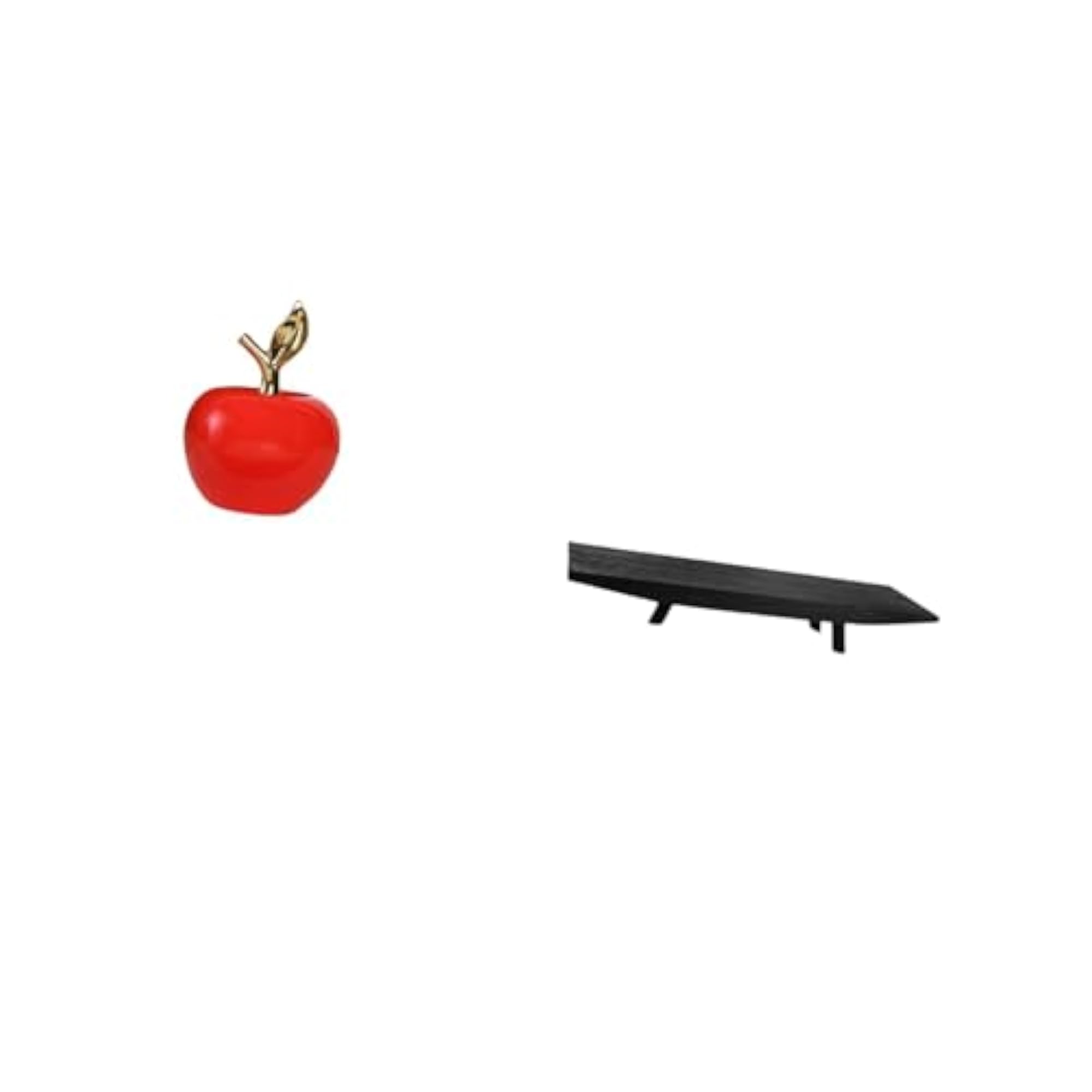 Ceramic Fruit Sculpture and Rustic Wood Serving Tray