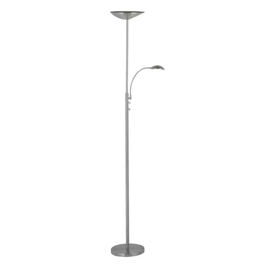 LED Deckenfluter mit Lesearm, 1x 18W LED integriert, 1x 1650 Lumen, 3000K, Metall, eisen