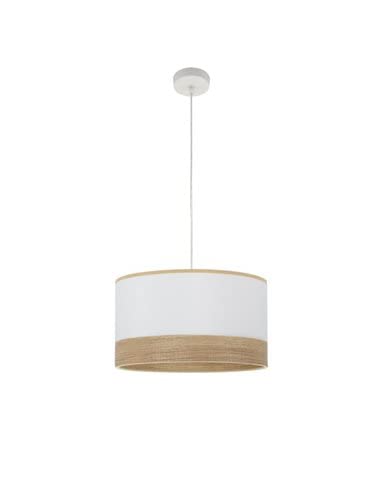 FABRILAMP - Anhänger Olga 1xe27 Weiß/weiß-helles Holz Regx40x40 Cm - FAB 190094001