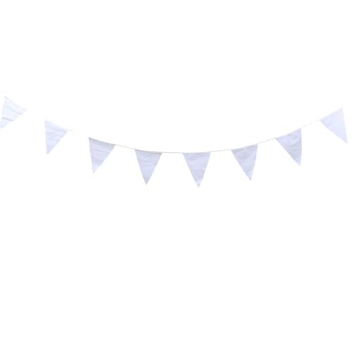 Triangle Pennant Banner for Wedding Parties White Fabric