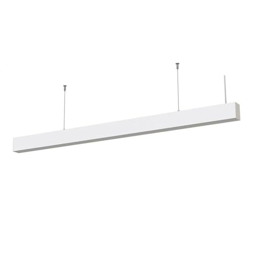 Plafoniera LED 48W 120x7x5cm Bianca da Sospensione con cavo acciaio Pi-17-48W