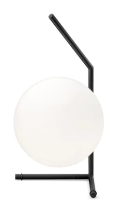  FLOS IC Lights Table 1 Low Lampada da tavolo H.38 cm a luce diffusa in vetro opalino bianco e ottone nero