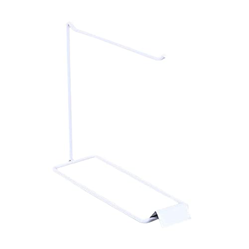 Tabletop Free Standing Jewelry Organizer Holder Stand, Modern Metal Hanger Rack Display for Ear Hooks Trinket Keychains Necklace Dresser, 1 Row White