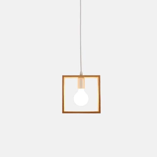 Suspension moderne en bois réglable carrée pour salle à manger