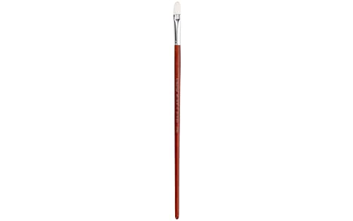 Art Advantage White Nylon Bristle Long Handle Filbert #12 Paint Brush with Wood Handle - Paint Brushes for Acrylic Paint, Oil or Watercolor Paint - Face Paint Application, Nail Art