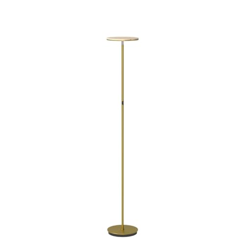 Brightech Sky Flux Dimmable LED Floor Lamp – Super Bright Floor Lamp with 3 Light Modes for Living Room, Office – Torchiere Standing Touch-Lamp, Tall Torch Lamp for Bedroom & Reading - Brass