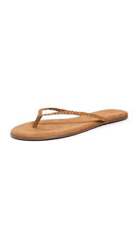 TKEES Women's Lily Braid Flip Flops, Camel, 9 Medium US