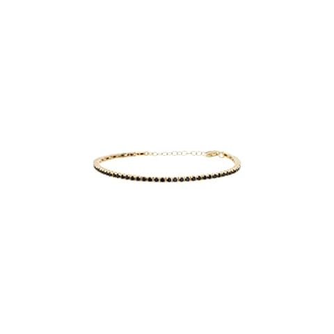 Black Stone Silver Tennis bracelet, Minimalist bracelet filled with cz stones, bridal charm bracelet, Cubic zirconia bracelet, girlfriend bracelet, bracelet for mom (Gold) Cover