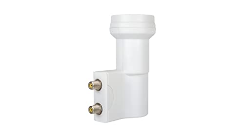 Megasat High Gain Twin LNB – LNB Universel (pour 2 participants, idéal pour Les Satellites Difficiles à recevoir, Forte Amplification du Signal de 70 DB) – Blanc