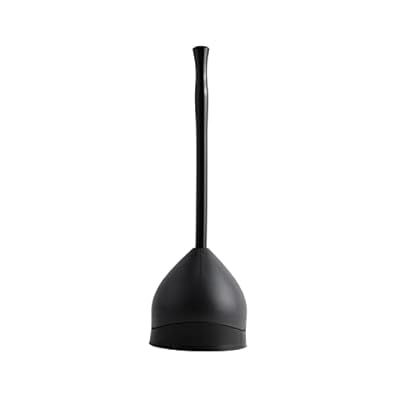 Casabella Toilet Plunger and Hideaway Caddy Combo for Bathrooms, 2-Piece Heavy-Duty Toilet Plunger and Holder Set, Black