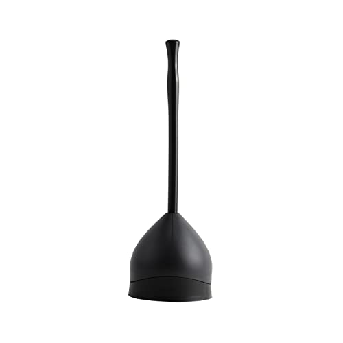 Casabella Toilet Plunger and Hideaway Caddy Combo for Bathrooms 2-Piece Heavy-Duty Set Black