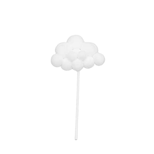 Parliky 5pcs Woolen Yarn Cloud Cupcake Picks Edible 3D Cake Toppers for Birthday Party Baby Shower White Appetizer Decoration - Image 7