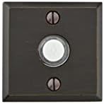 Emtek 2425 Brass Doorbell with Lighted Button and #6 Rosette from the Sandcast B, Medium Bronze