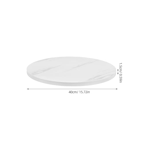 Plateau de table rond 40 cm blanc effet marbre résistant - 4