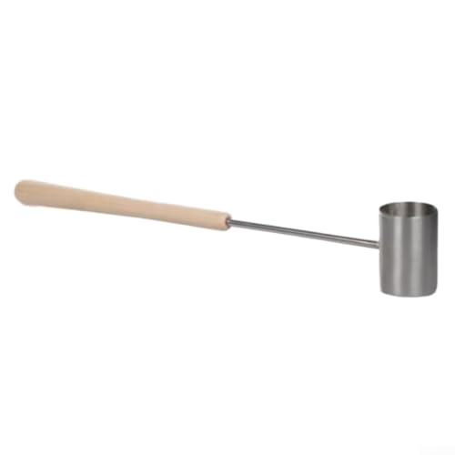 Qualoramall Louche de sauna en acier inoxydable d'une capacité de 275 ml - Légère - Avec longue poignée en bois pour une prise en main confortable - Accessoire de bain