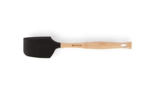 Le Creuset Spatola da Cucina Grande con Testa Removibile in Silicone,Legno, Lunghezza 33 cm, Nero, 93007604140002