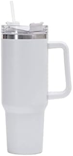 YARKIM 40 oz tumbler with handle stainless steel cups with straw and lid simple modern coffee travel mug insulated mug for mom&dad(white,40oz)