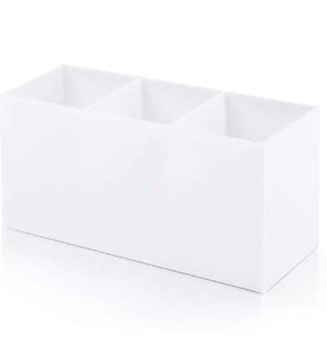 SHARMA PLASTICS multi purpose stand toothbrush holder pen stand table organizer brush holder makeup holder (White Acrylic)