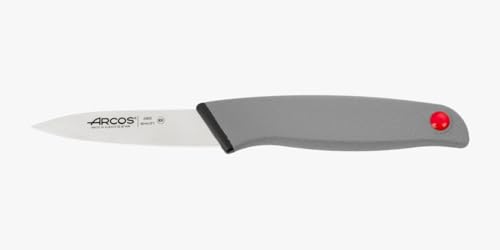 Arcos Cuchillo Pelador Acero Inoxidable. Cuchillo Cocina Profesional para Cortar, Pelar y Limpiar Alimentos. Mango Ergonómico Polioximetileno y Hoja 80 mm. Serie Color Prof. Color Gris.