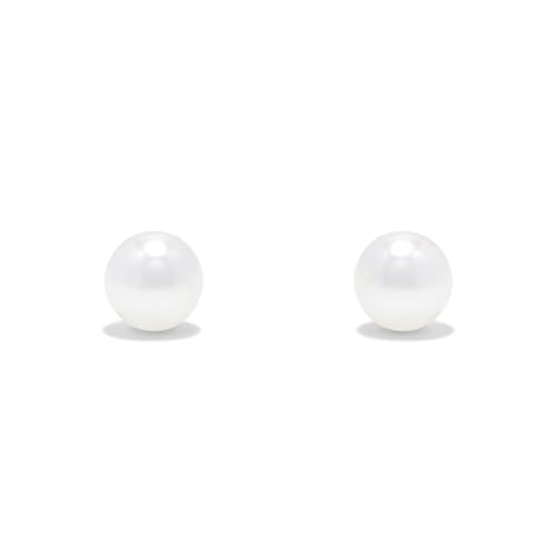 14K Gold AAA Round White Freshwater Cultured Pearl Classic Bridal Stud Earrings - Choice of Pearl Size4