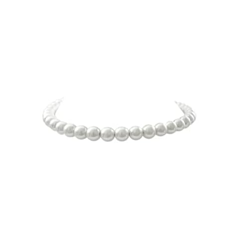Isaac Kieran Rhodium Finish 8-mm White Faux Pearl Choker Necklace, 12+3" Extender Cover