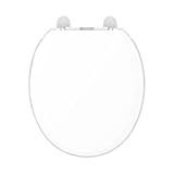 Gerber Round Front Toilet Seat with Cover, Soft Close, No Slam, Quick & Easy Install, Heavy-Duty Plastic, Durable & Fade-Resistant, White GC550129