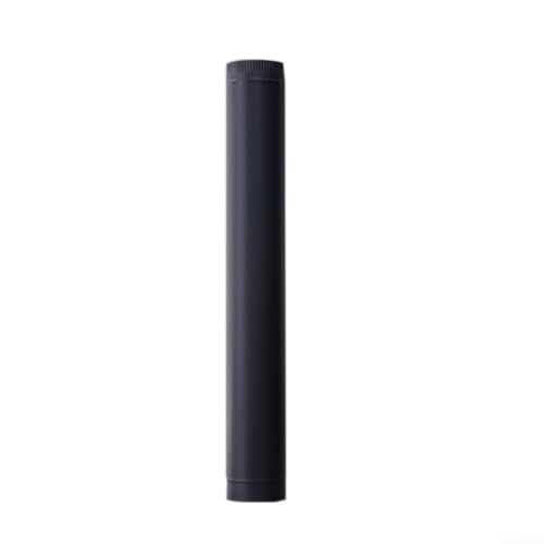 Tubo de chimenea de acero inoxidable negro de 50 cm, diseño resistente con conexión cónica y salida acampanada para ventilación segura de humo en estufa de leña o chimenea (125 mm)