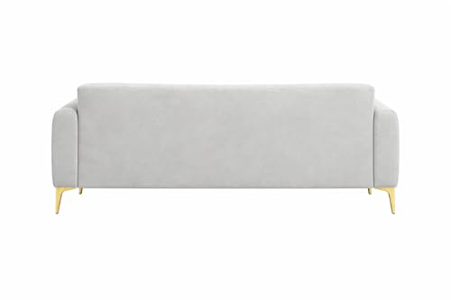 Image of Hermione 4 Seater L Shape Sofa Set with Movable Ottoman | Flexible Left or Right Layout | Luxe Velvet Suede Fabric | Comfortable Seating | Modern Sofa for Living Room - Light Gray