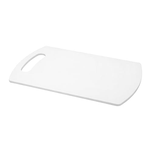 Image of SNKM - Chopping Cutting Board Plastic | with Handle | for Vegetables, Fruits, Meat, Fish, Cheese & Bread | Premium Food Grade, 100% BPA-Free, Dishwasher Safe | Medium, White, Set of 1