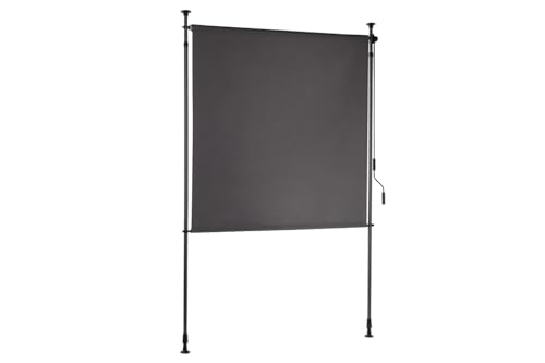 empasa Senkrechtmarkise Vertikalmarkise Klemmmarkise Außenrollo ausziehbar Montage ohne Bohren Sichtschutz Windschutz für Balkon und Terrasse wetterfest in anthrazit Balkonrollo mit Handkurbel