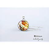 Collar de Navidad Koi colgante de pescado hecho a mano collar de arte asiático joyería japonesa regalo de cumpleaños redondo cristal carpa colgante