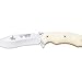 CUDEMAN- 124-B. Cuchillo de Supervivencia Modelo JJSK1. Acero BÖHLER. Mango de Micarta Blanca. Hoja: 12 cm. Funda de Cuero. Herramienta para Caza, Camping, Outdoor y Bushcraft