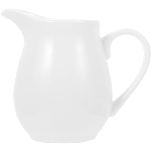 BIUDECO Salsera de Cerámica Blanca 250 Ml con Vertedor Antigoteo y Asa Ergonómica Jarra para Salsa Adecuado para Barbacoas Picnics y Uso Doméstico Dispensador de Salsa Resistente y