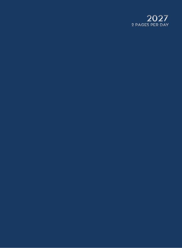 2027 A4 Diary 2 Pages Per Day – Large Hardback 2 Page a Day Diary 2027 Planner – Office Restaurant Booking Planner with Year Planners & Ribbon Marker - Full Year UK Diaries (Navy Blue)